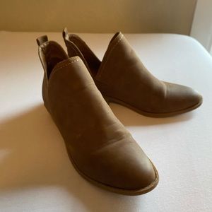 Brown Pleather Ankle Booties
